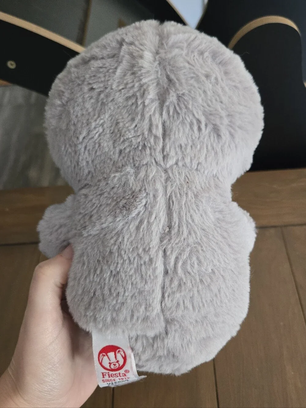 Gray Plush Seal Stuffed Animal with Blue Eyes Fiesta